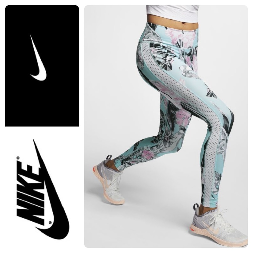 Like New Nike All-In Printed Training Tights Topaz Mist